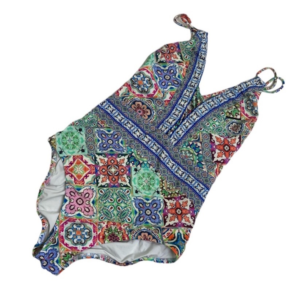 Nanette Leapore Positano Italian print one piece swimsuit. Size small - Picture 2 of 12